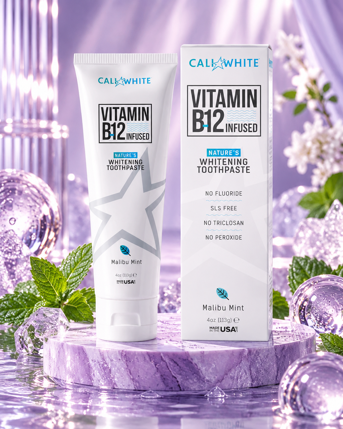 Cali White Vitamin B12 Infused Whitening Toothpaste – Malibu Mint 113g