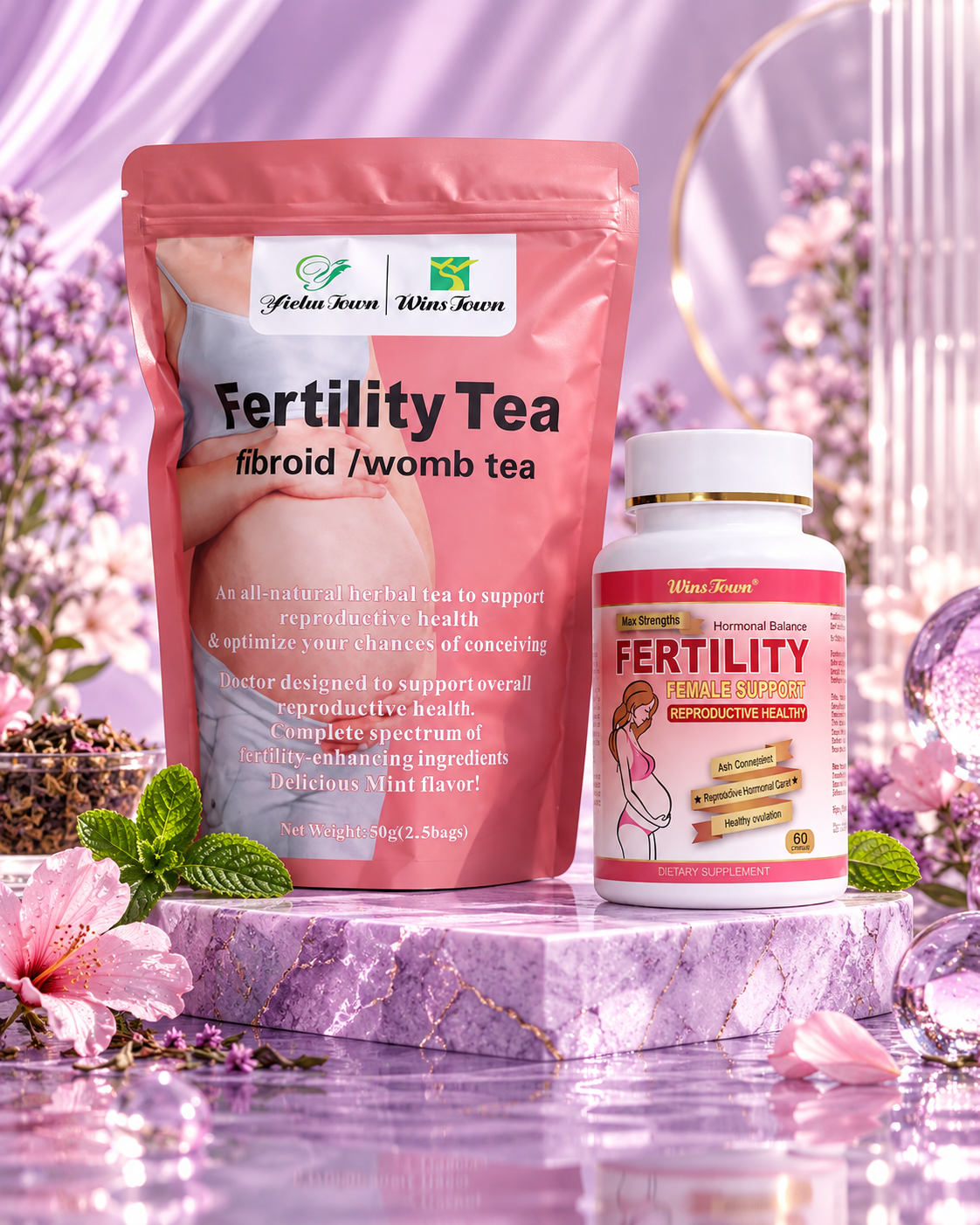 WinsTown Women's Fertility Fibroid Womb Tea and Tablets Combo