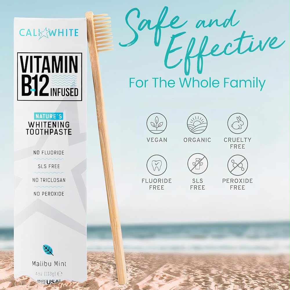 Cali White B12 toothpaste vegan and free-from product graphic