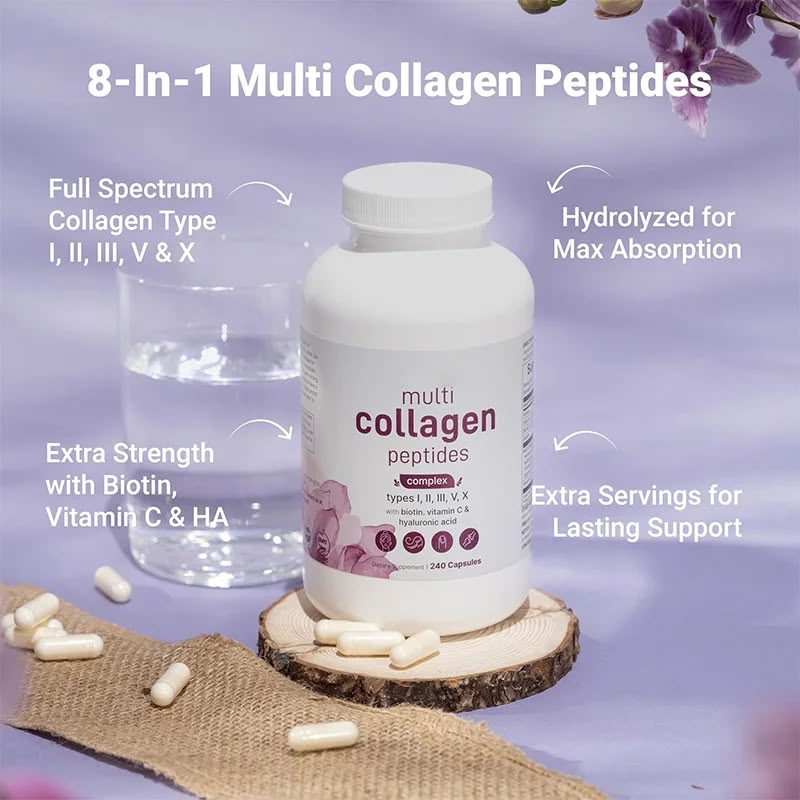Micro Ingredients Multi Collagen Complex 240 capsules with five collagen types